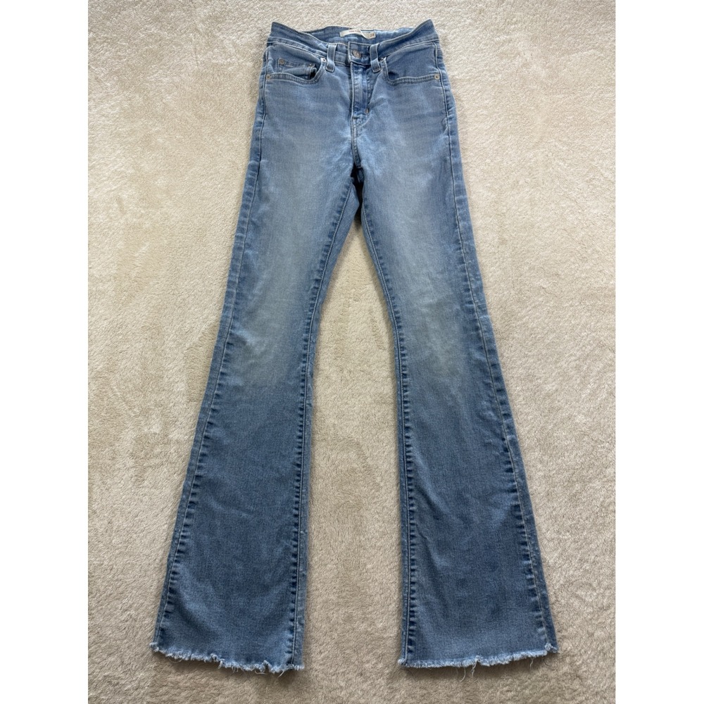 Levi's Womens 726 Flare High Rise Raw Hem Blue Jeans 24 Meas: 23x30.5